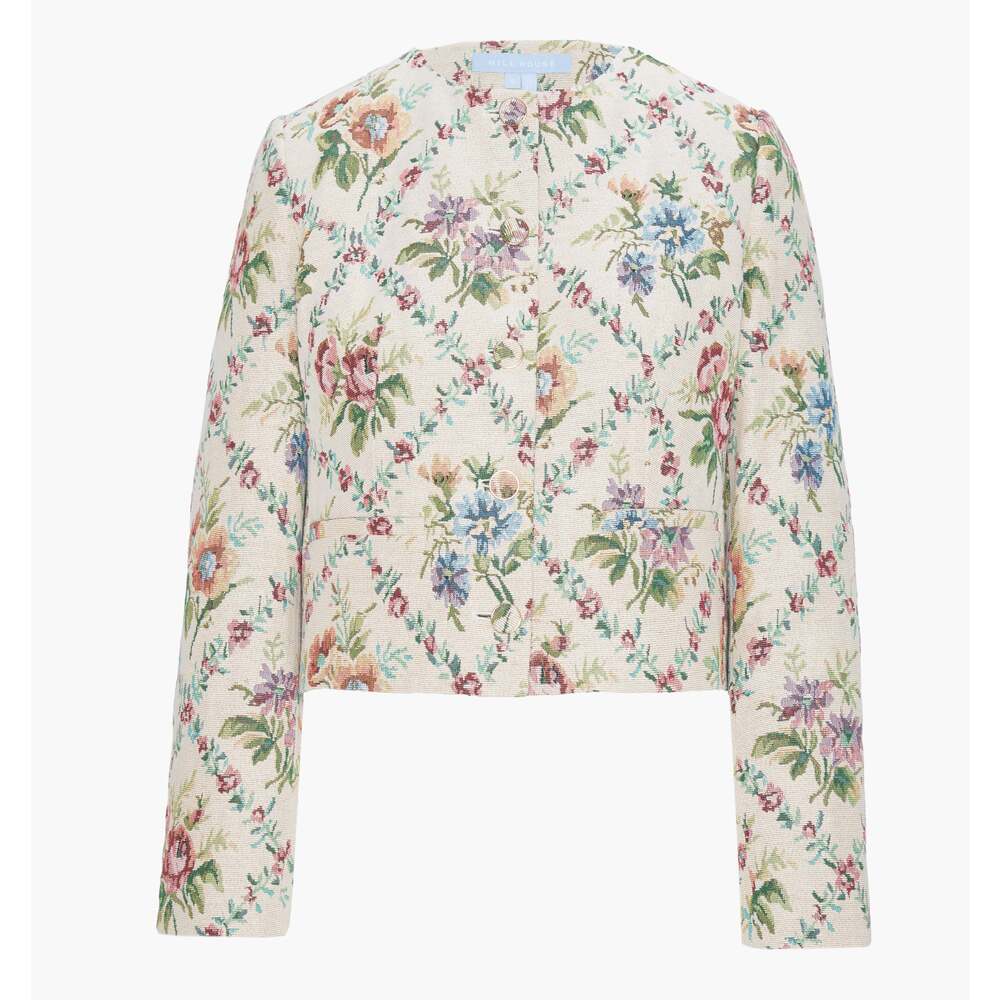 Hill House Home The Virginia Jacket - Tapestry Trellis Brocade Size MTapestry Tr